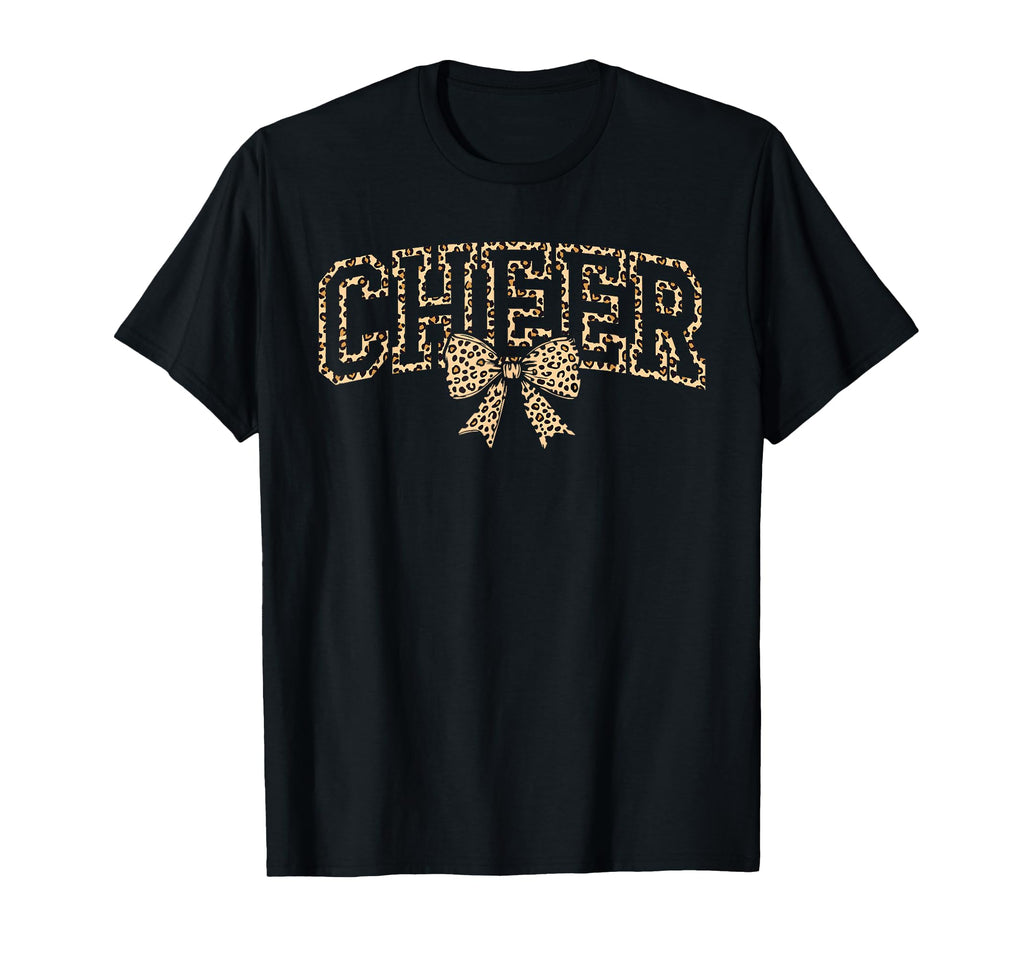 Cheer Coquette Bow Leopard T-Shirt - Casual Everyday Wear Unisex - T-Shirt, Sweatshirt, Hoodie