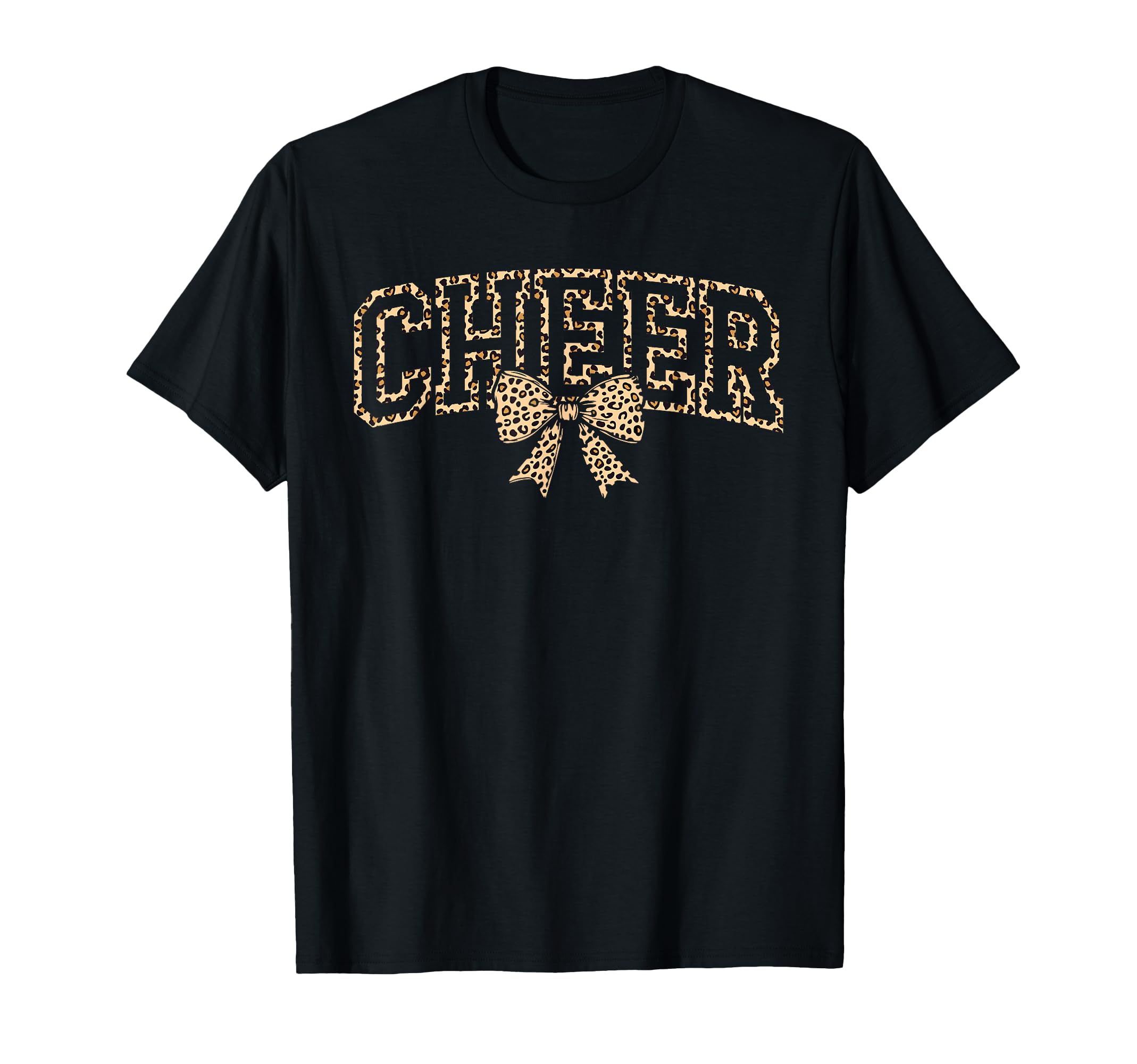 Cheer Coquette Bow Leopard T-Shirt - Casual Everyday Wear Unisex - T-Shirt, Sweatshirt, Hoodie