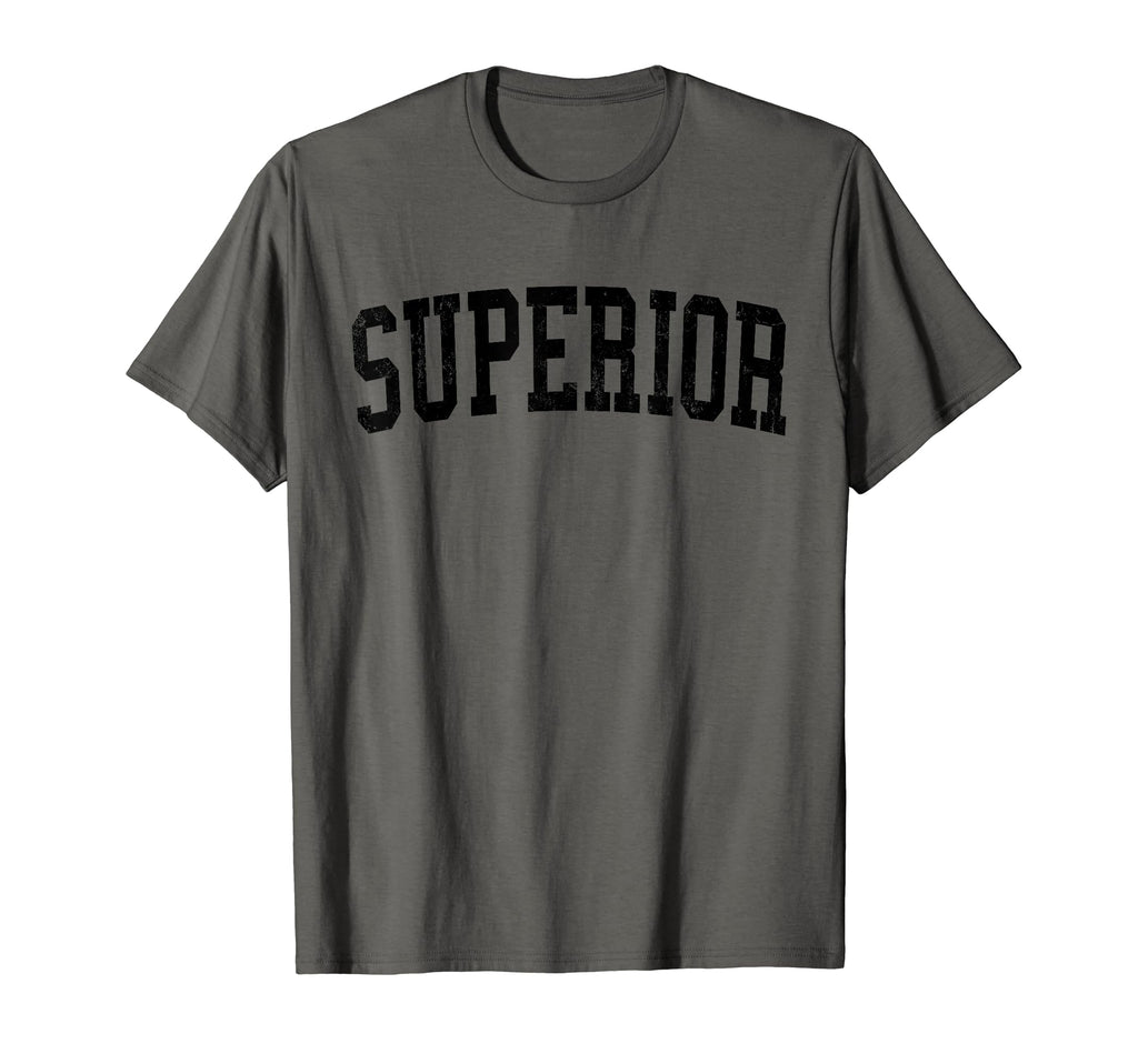 Superior Wi Distressed Black Varsity T-Shirt - Trendy Graphic for Adults - T-Shirt, Sweatshirt, Hoodie