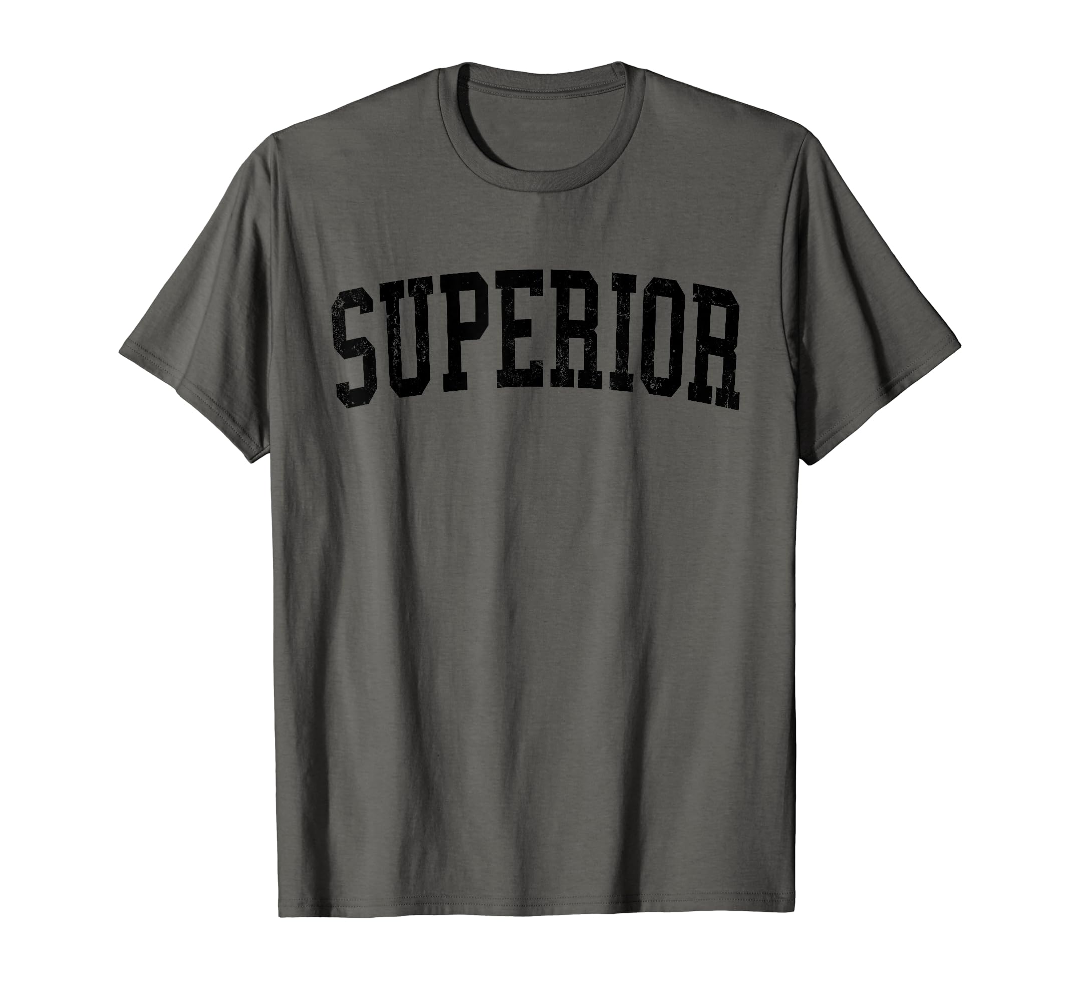 Superior Wi Distressed Black Varsity T-Shirt - Trendy Graphic for Adults - T-Shirt, Sweatshirt, Hoodie