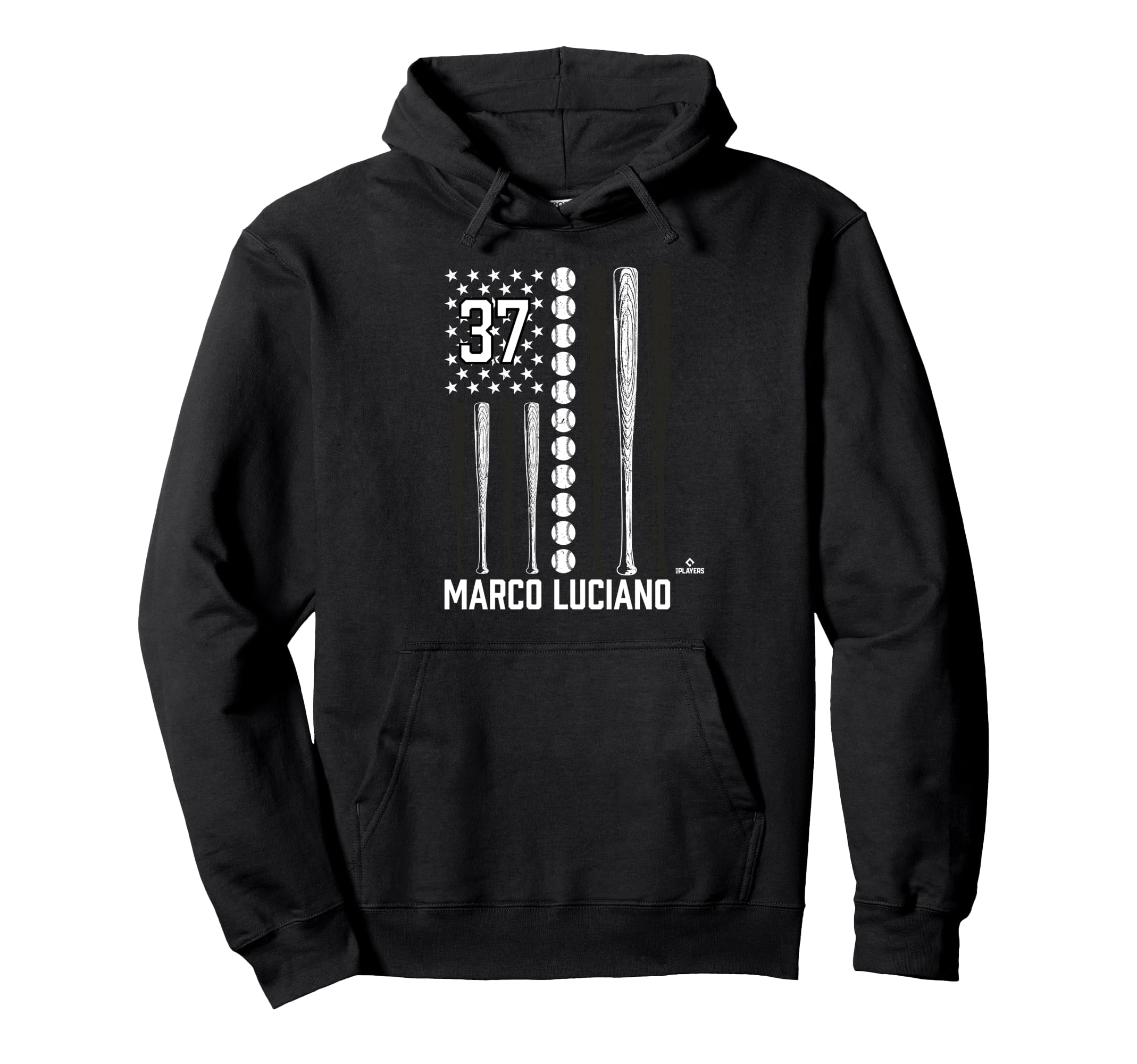 Baseball American Flag Marco Luciano Hoodie - Aesthetic Graphic for Adults - T-Shirt, Sweatshirt, Hoodie