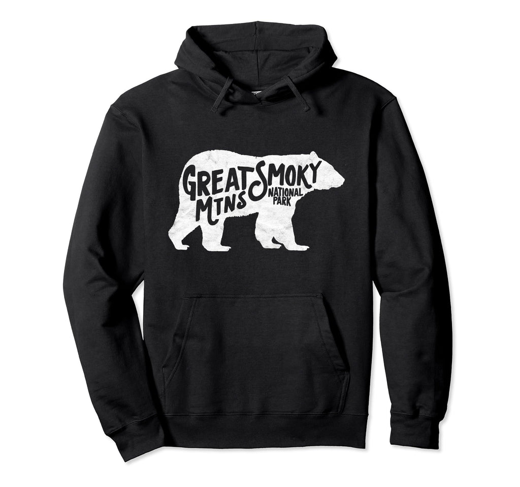 Smoky Mountains Black Bear Typography Hoodie - Unique Graphic Unisex - T-Shirt, Sweatshirt, Hoodie