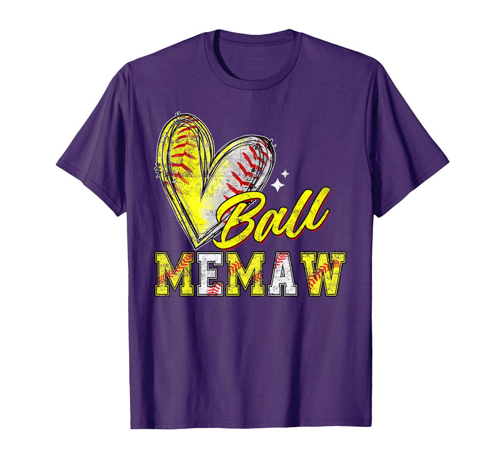 Funny Ball Memaw Softball Baseball T-Shirt - Custom Art Print for Adults - T-Shirt, Sweatshirt, Hoodie