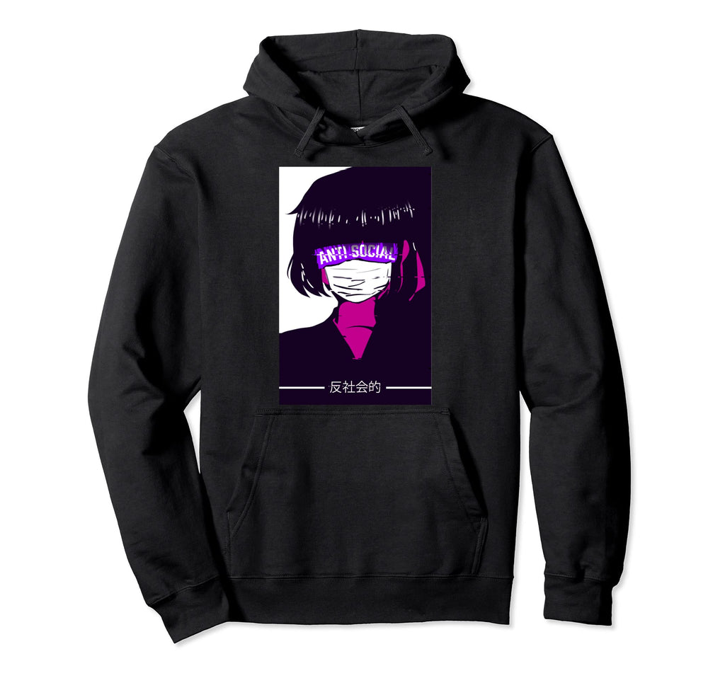 Anti Social Vaporwave Aesthetic Japanese Hoodie - Unique Graphic Men Women - T-Shirt, Sweatshirt, Hoodie