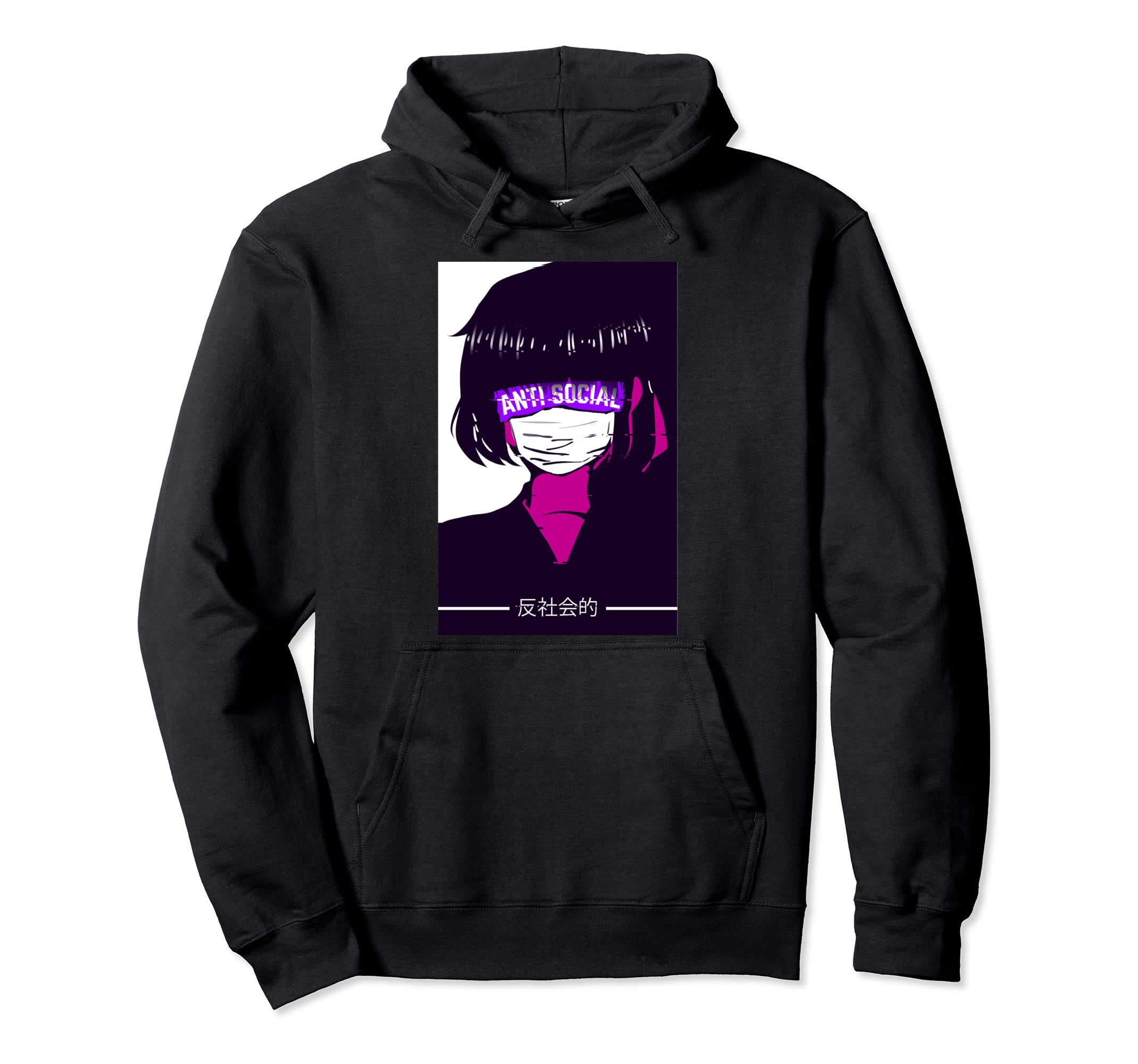 Anti Social Vaporwave Aesthetic Japanese Hoodie - Unique Graphic Men Women - T-Shirt, Sweatshirt, Hoodie