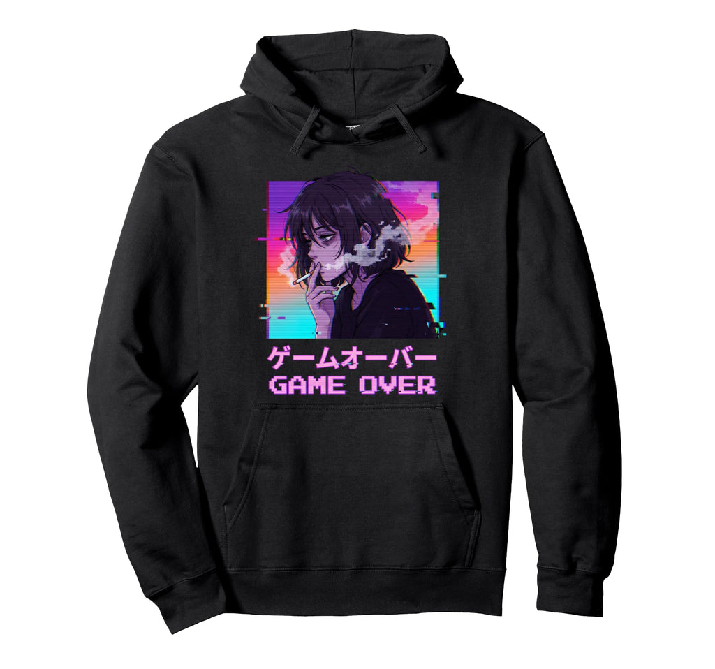 Sad Anime Vaporwave Egirl Eboy Edgy Hoodie - Custom Art Print Unisex - T-Shirt, Sweatshirt, Hoodie