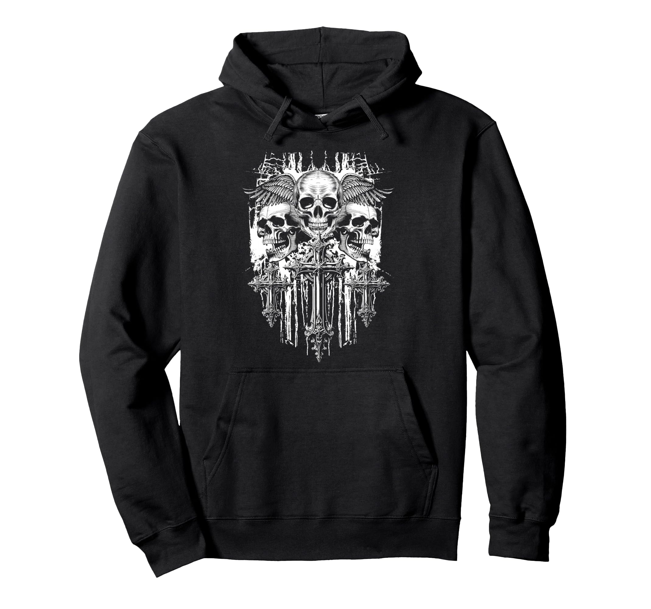 Skull Cross Wings Goth Alt Grunge Gothic Hoodie - Aesthetic Graphic Unisex - T-Shirt, Sweatshirt, Hoodie