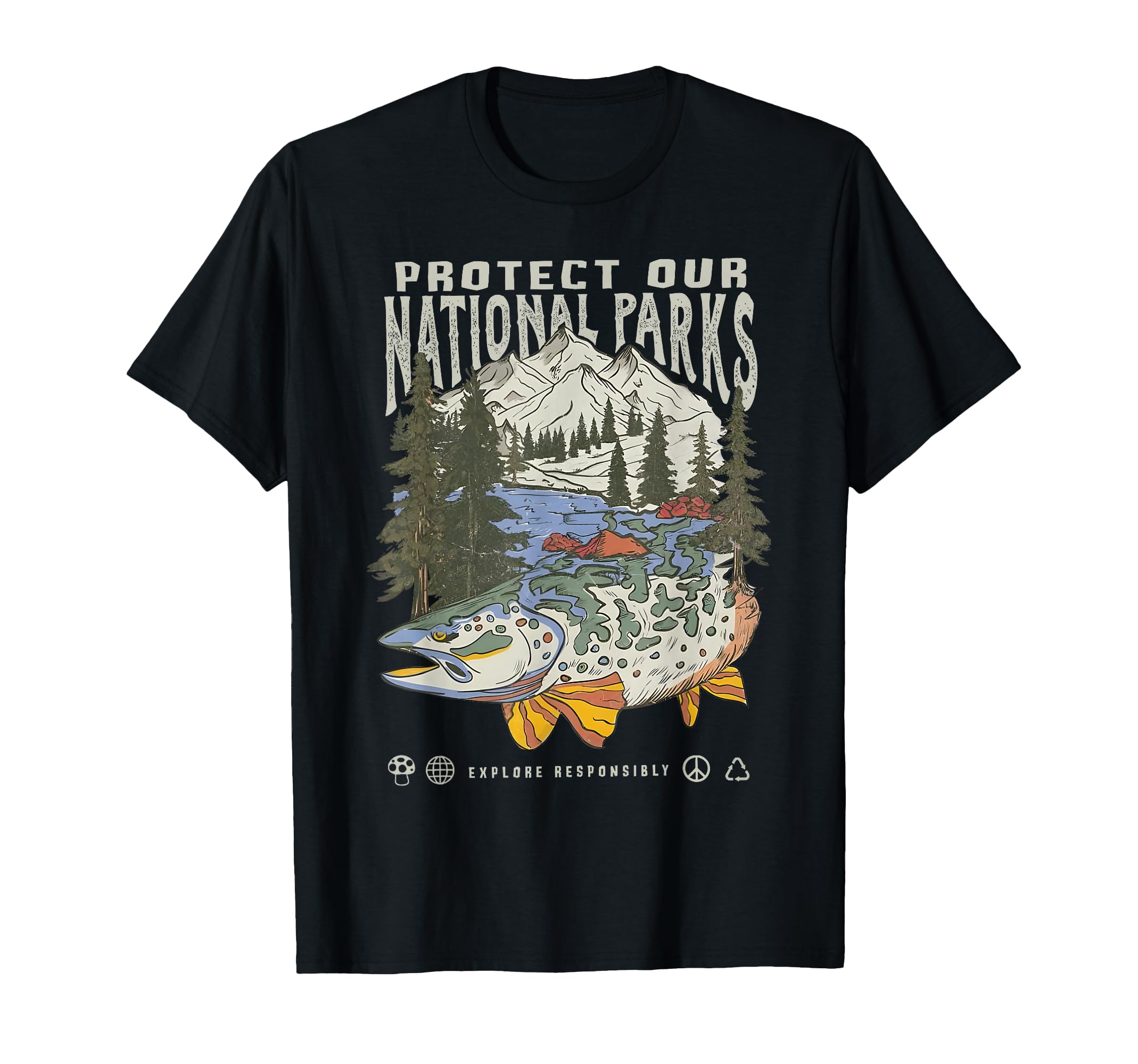 Protect National Parks Fishing Nature T-Shirt - Graphic Print Men Women - T-Shirt, Sweatshirt, Hoodie