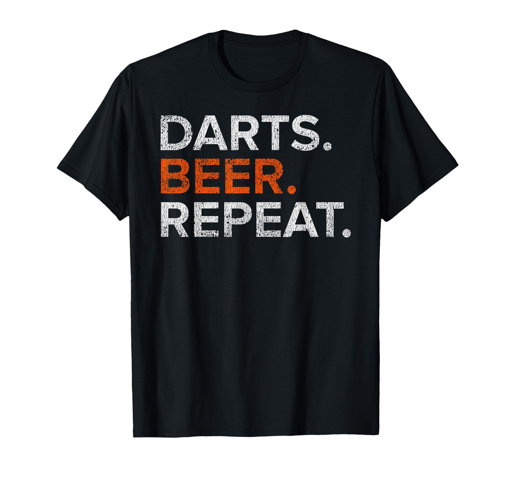 Darts Beer Repeat Funny Distressed T-Shirt - Fun Novelty Design for Adults - T-Shirt, Sweatshirt, Hoodie