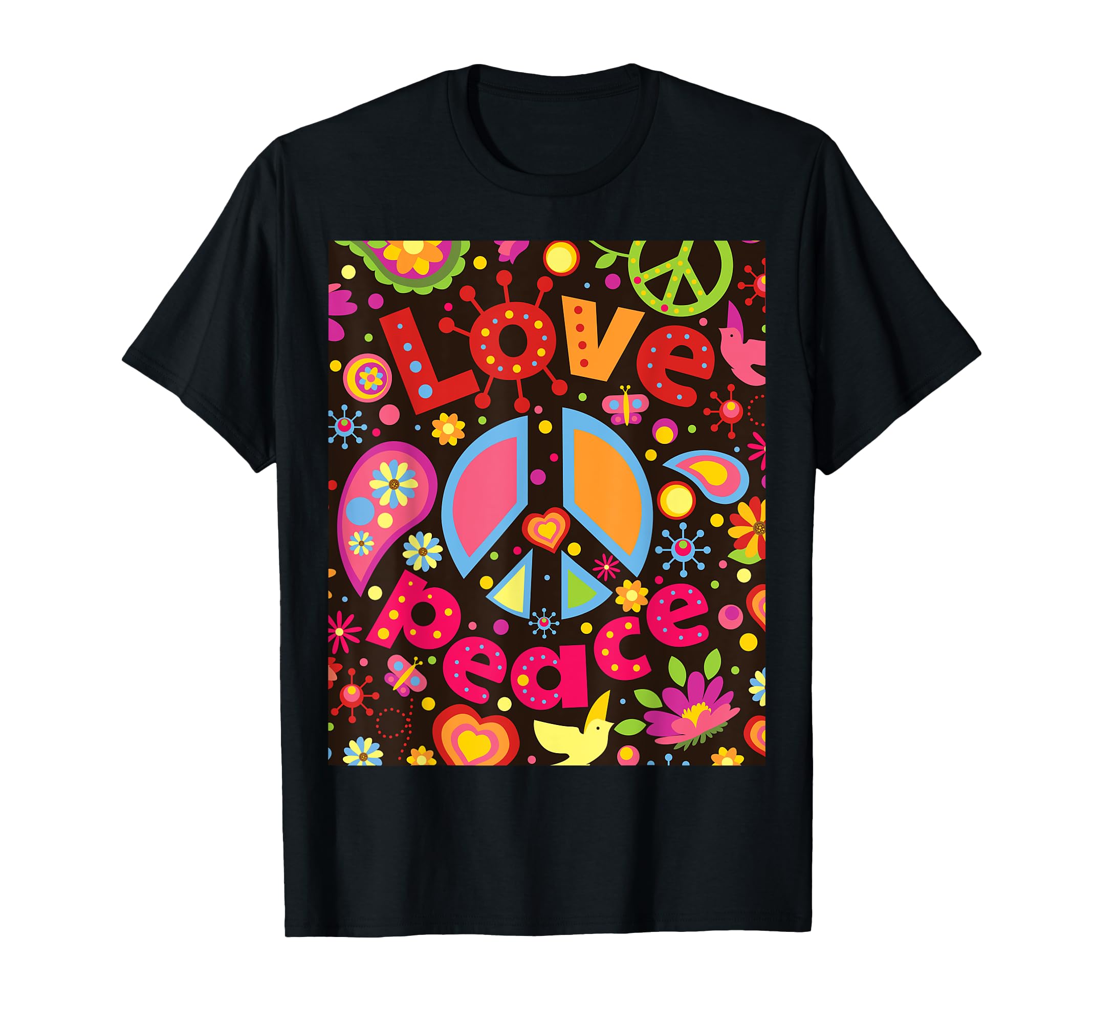 Peace Sign Love 70S Hippie Costume T-Shirt - Graphic Print Unisex - T-Shirt, Sweatshirt, Hoodie