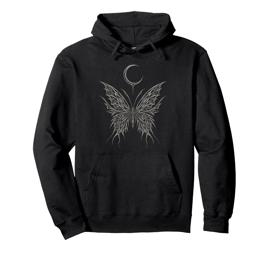 Lunar Moth Butterfly Moon Goth Cyber Hoodie - Casual Everyday Wear Unisex - T-Shirt, Sweatshirt, Hoodie