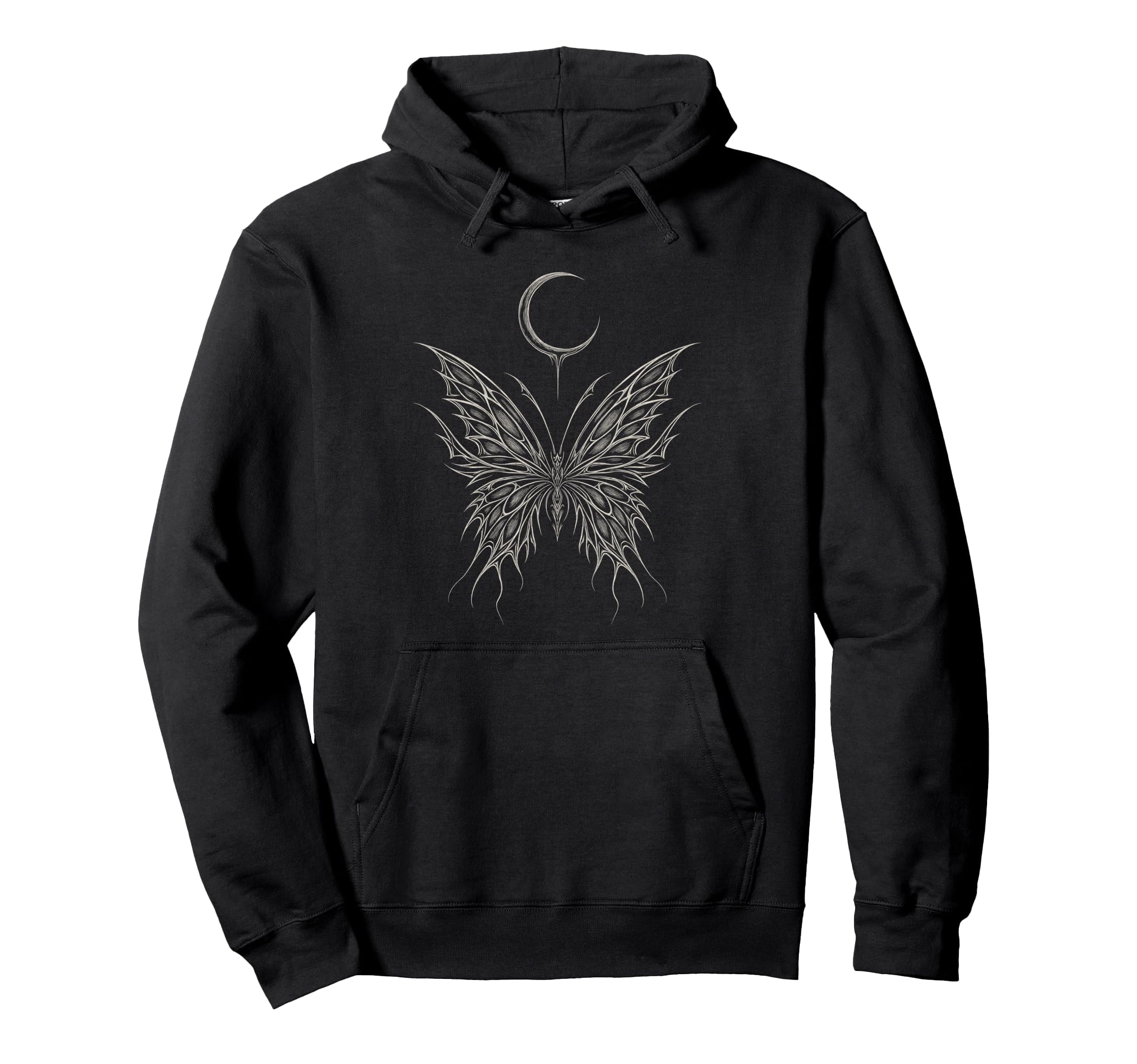 Lunar Moth Butterfly Moon Goth Cyber Hoodie - Casual Everyday Wear Unisex - T-Shirt, Sweatshirt, Hoodie