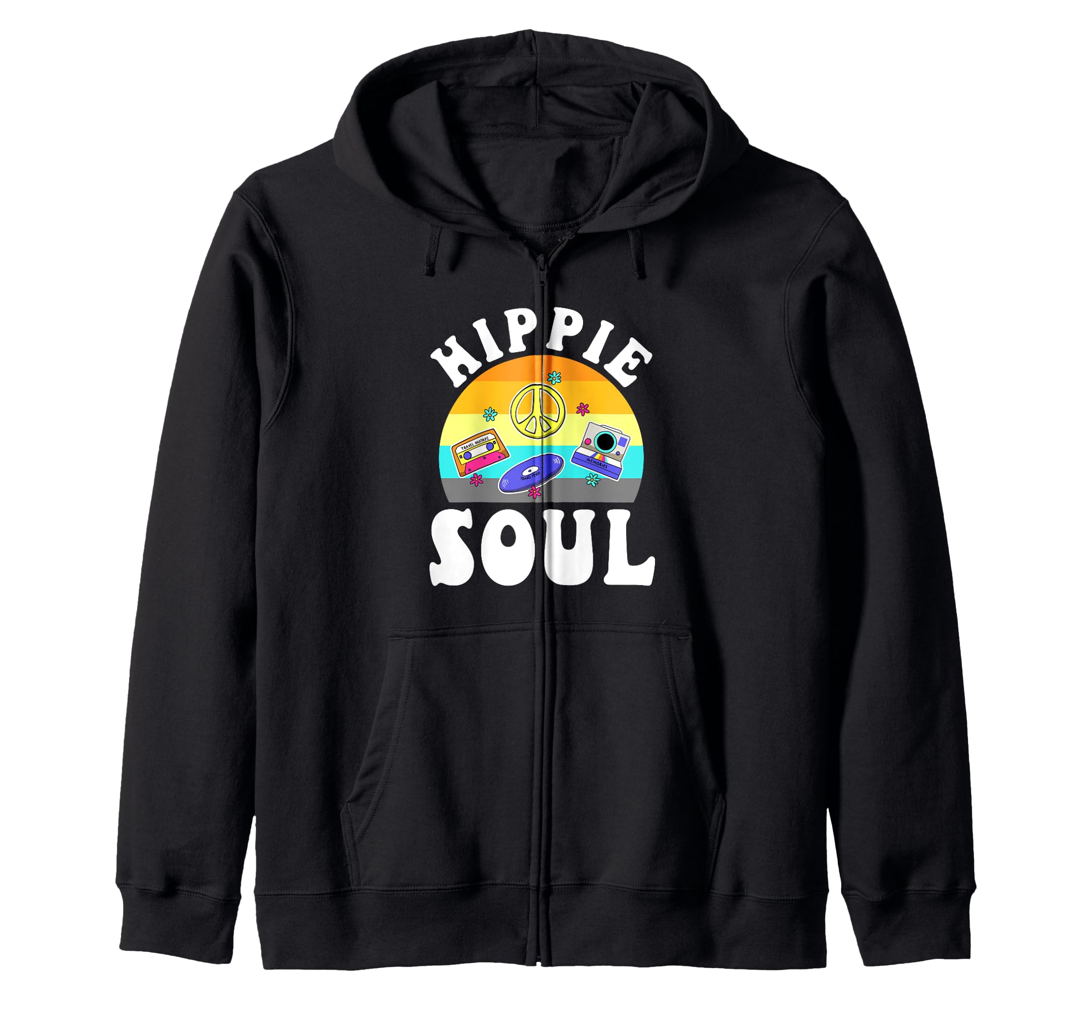 Groovy Hippie Music Peace Love 70S Flower Hoodie - Custom Art Print Unisex - T-Shirt, Sweatshirt, Hoodie