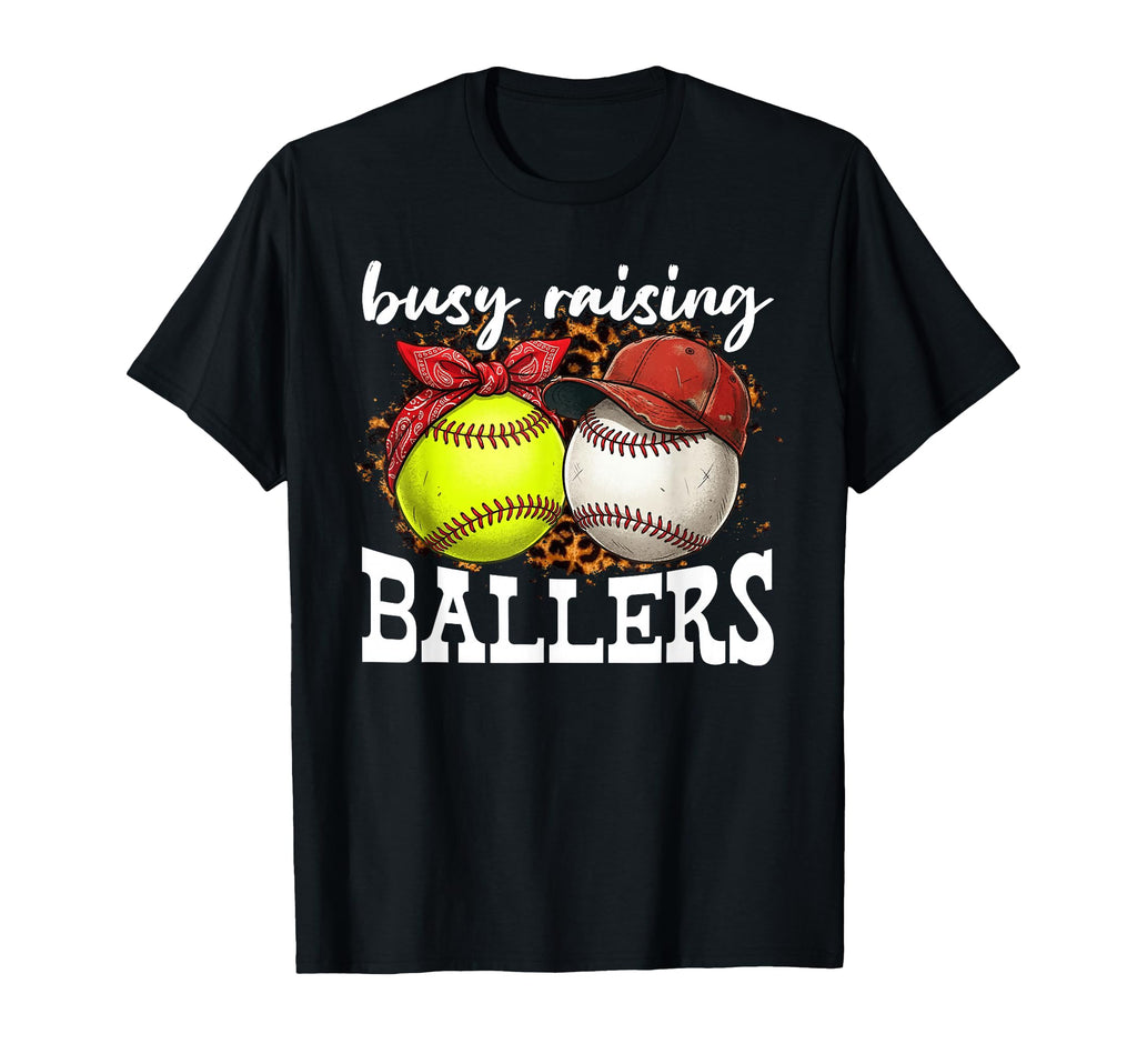Busy Raising Ballers Leopard Mom T-Shirt - Fun Novelty Design for Adults - T-Shirt, Sweatshirt, Hoodie