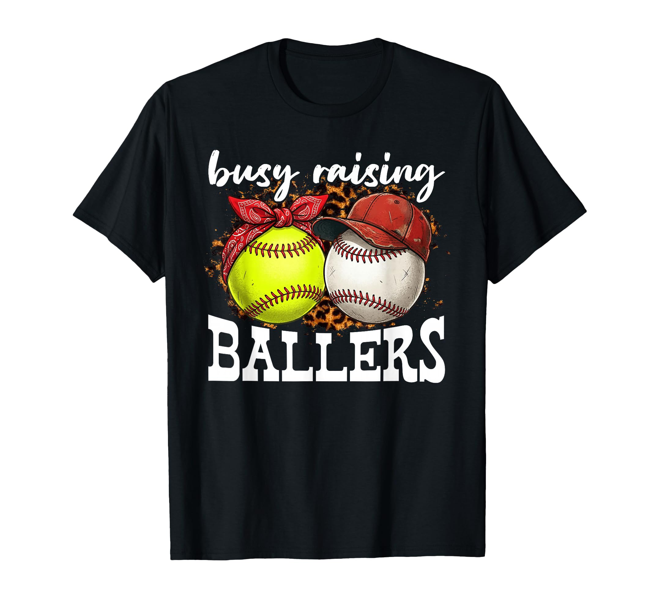 Busy Raising Ballers Leopard Mom T-Shirt - Fun Novelty Design for Adults - T-Shirt, Sweatshirt, Hoodie