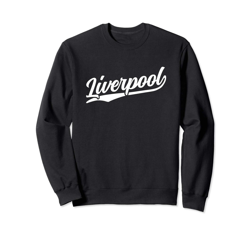 Liverpool England Cursive 1970S Swoosh Sweatshirt - Graphic Print Unisex - T-Shirt, Sweatshirt, Hoodie