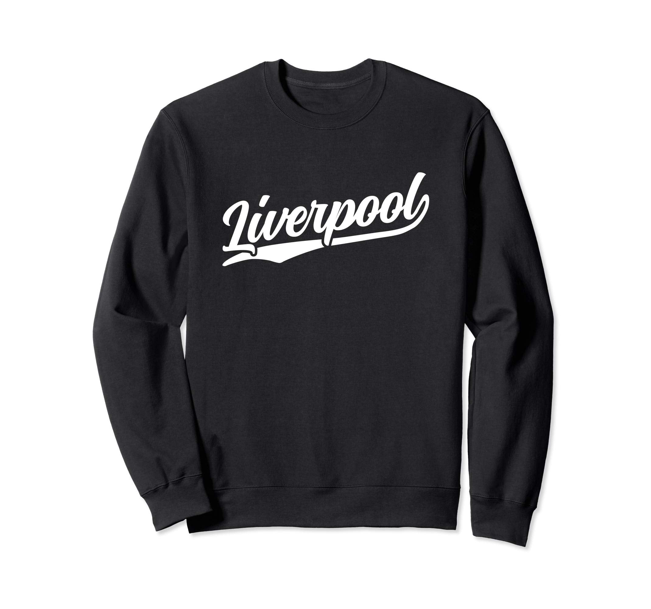 Liverpool England Cursive 1970S Swoosh Sweatshirt - Graphic Print Unisex - T-Shirt, Sweatshirt, Hoodie
