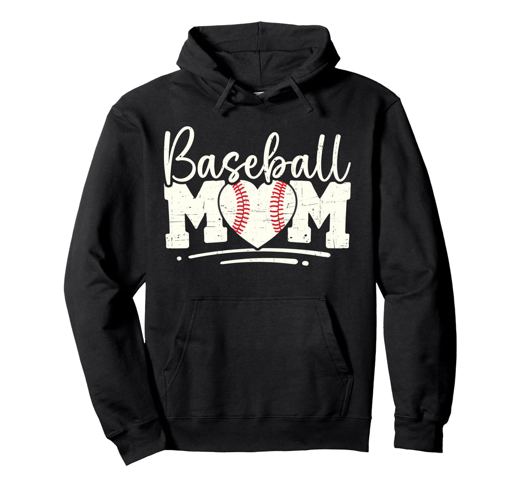 Baseball Mom Heart Mother Play Gift Hoodie - Novelty Apparel for Adults - T-Shirt, Sweatshirt, Hoodie