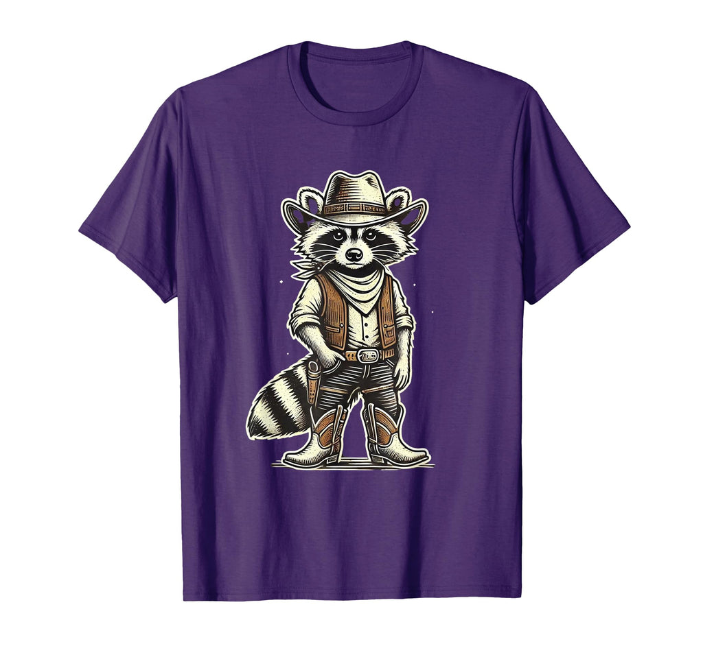 Raccoon Cowboy Cowgirl Racoons T-Shirt - Fun Novelty Design Men Women - T-Shirt, Sweatshirt, Hoodie