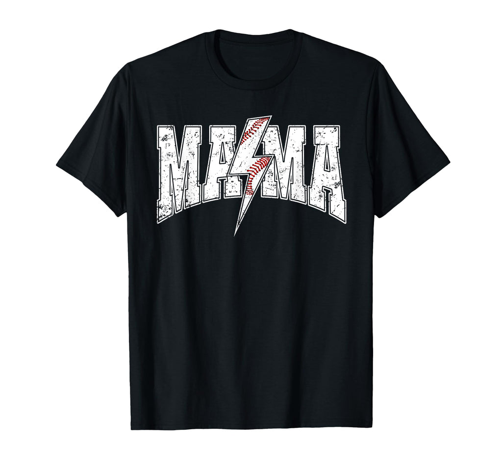 Mama Lightning Bolt Checkered Baseball T-Shirt - Aesthetic Graphic Unisex - T-Shirt, Sweatshirt, Hoodie