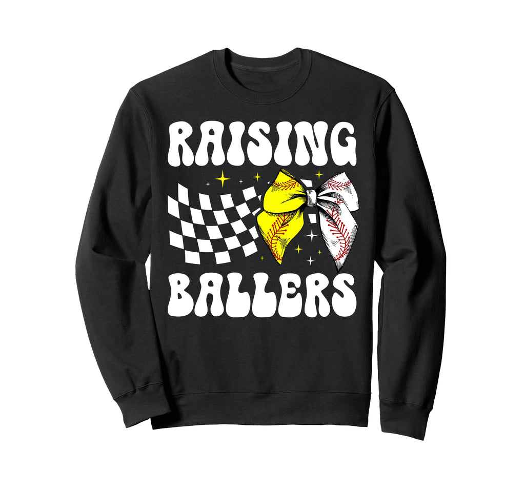 Raising Ballers Groovy Baseball Sweatshirt - Casual Everyday Wear Unisex - T-Shirt, Sweatshirt, Hoodie