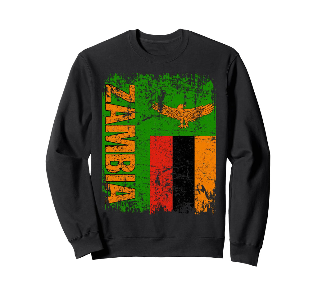 Zambia Flag Distressed Zambia Sweatshirt - Minimalist Print for Adults - T-Shirt, Sweatshirt, Hoodie