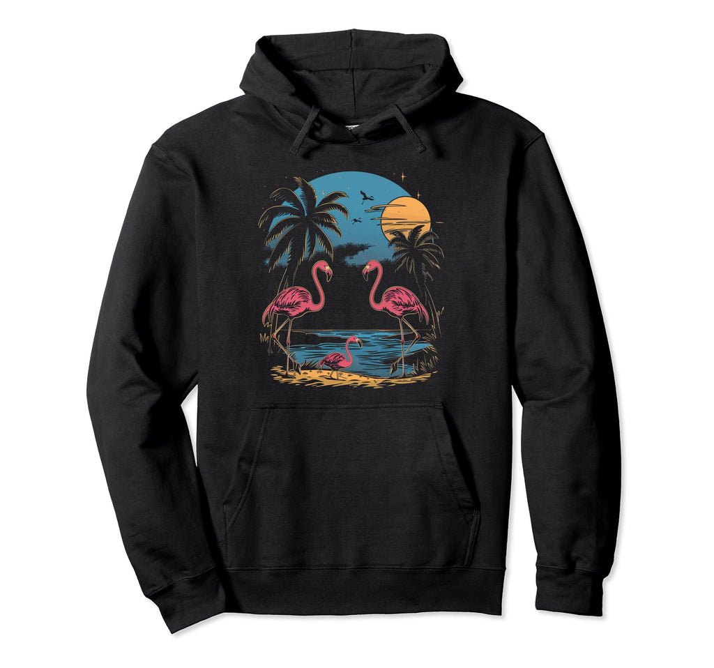 Flamingo Beach Sunset Surf Surfer Hoodie - Casual Everyday Wear Unisex - T-Shirt, Sweatshirt, Hoodie