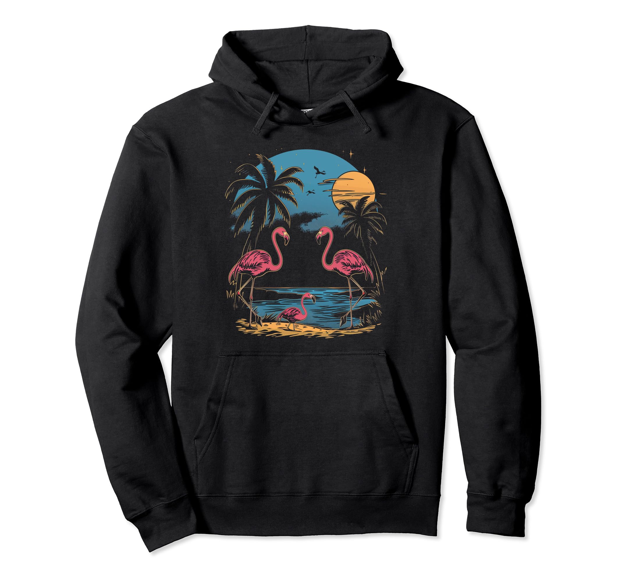 Flamingo Beach Sunset Surf Surfer Hoodie - Casual Everyday Wear Unisex - T-Shirt, Sweatshirt, Hoodie