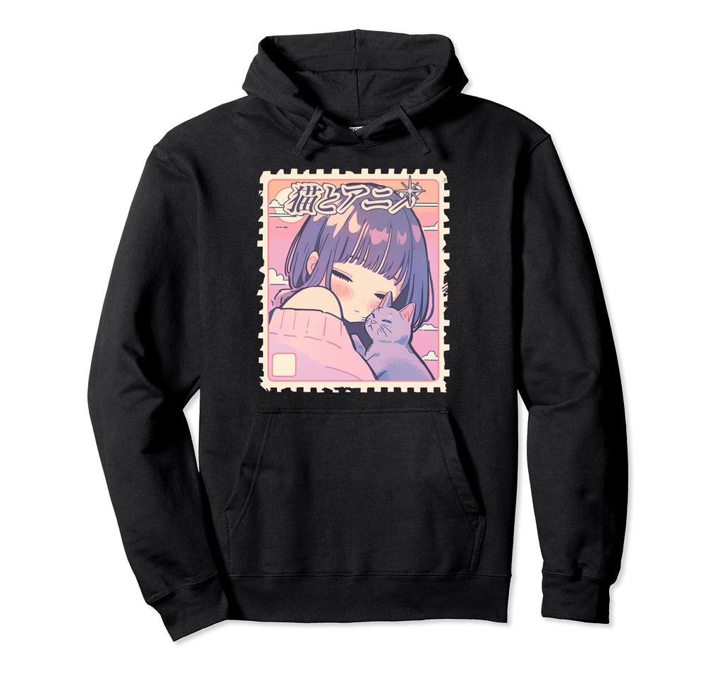 Anime Cat Lover Japan Y2K Kawaii Aesthetic Hoodie - Trendy Graphic Unisex - T-Shirt, Sweatshirt, Hoodie