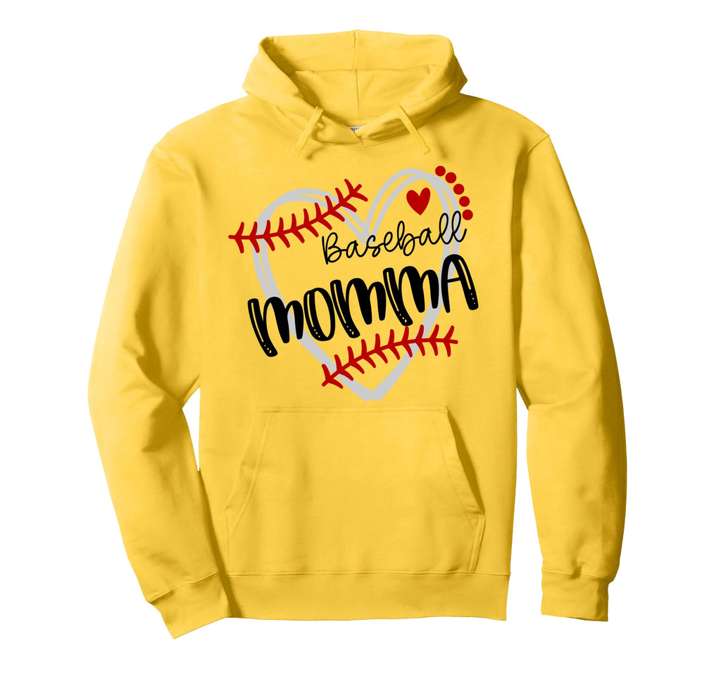 Personalized Baseball Heart Momma Hoodie - Minimalist Print Men Women - T-Shirt, Sweatshirt, Hoodie