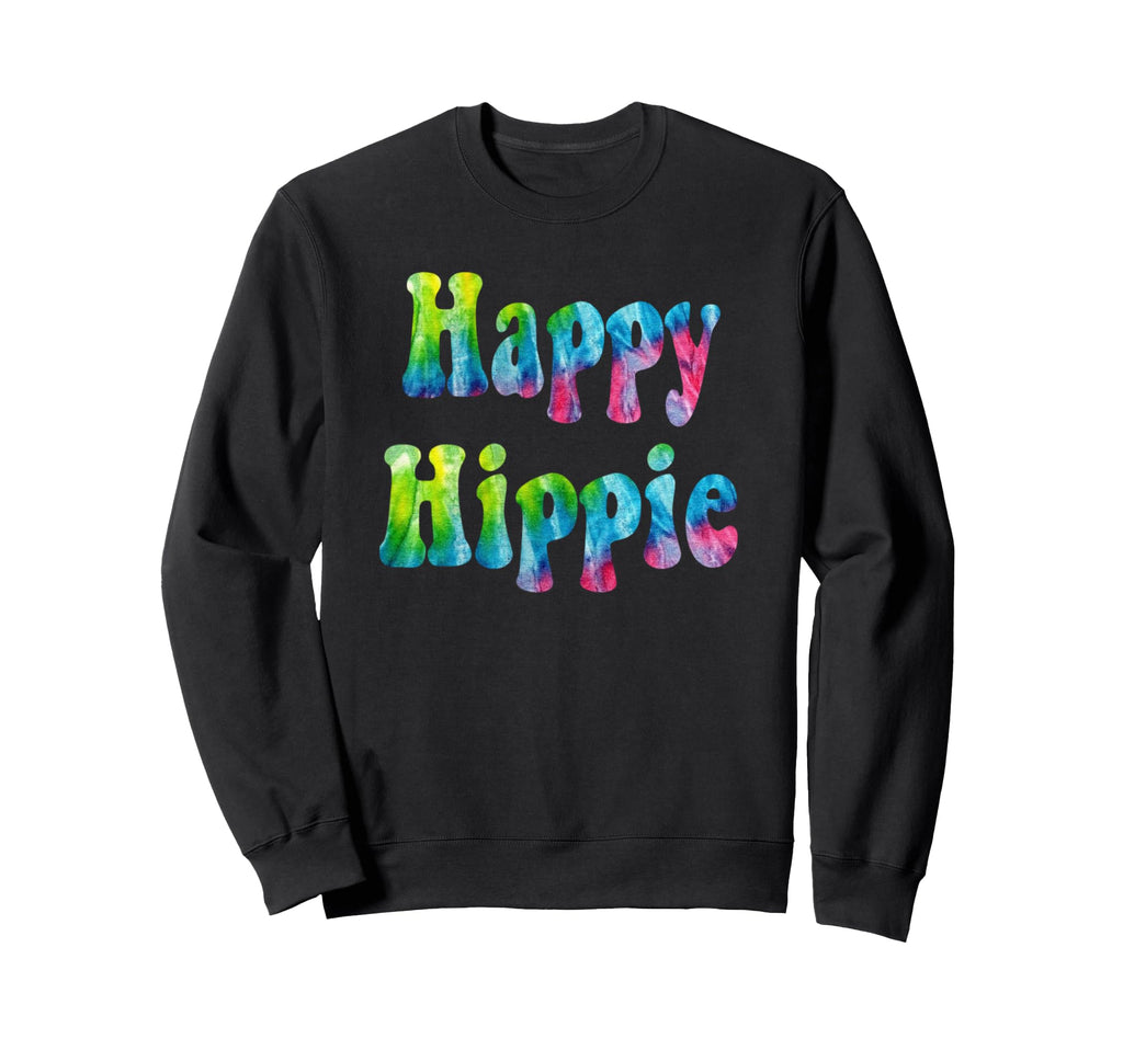 Happy Fun Hippie Tie Dye Lettering Sweatshirt - Custom Art Print Men Women - T-Shirt, Sweatshirt, Hoodie