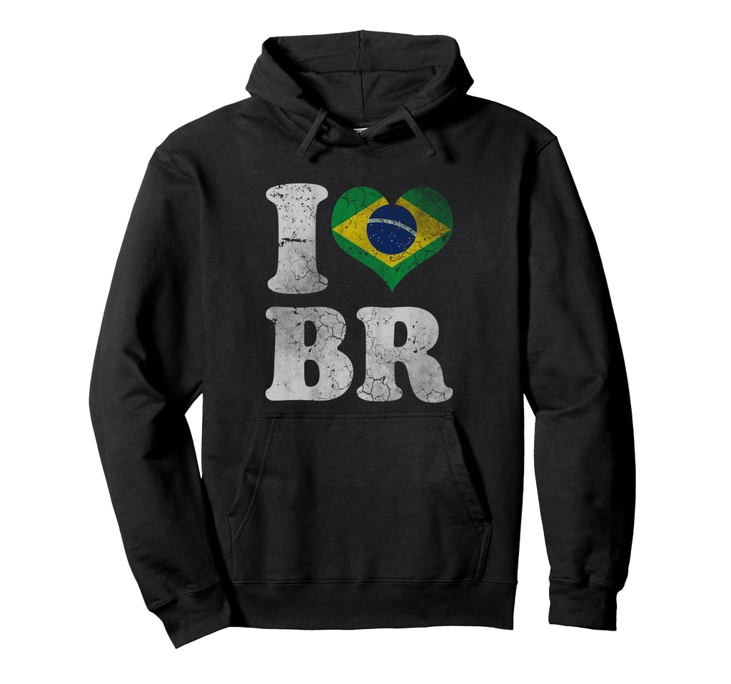 Brazil Brazilian Heart Flag Distressed Hoodie - Graphic Print Men Women - T-Shirt, Sweatshirt, Hoodie