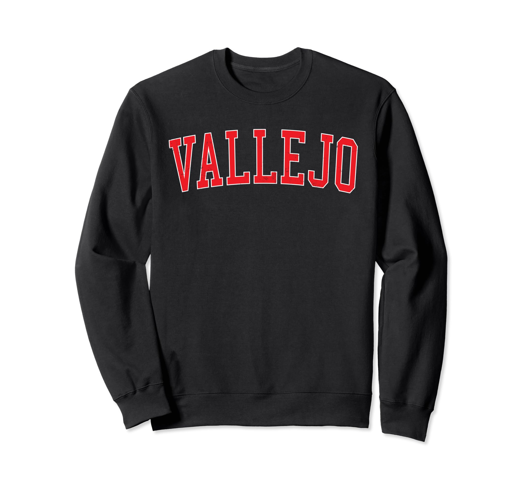 Vallejo Ca Varsity Red Text Sweatshirt - Trendy Graphic Men Women - T-Shirt, Sweatshirt, Hoodie