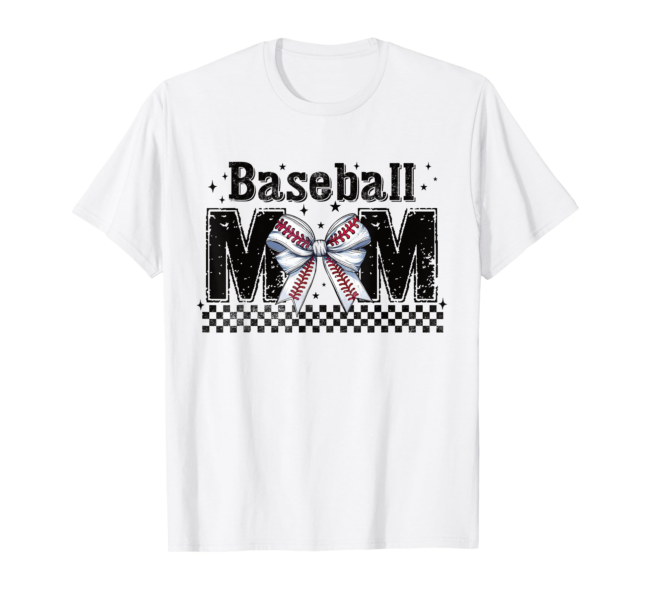 Baseball Mom Bow Sporty Mama Game Day T-Shirt - Novelty Apparel for Adults - T-Shirt, Sweatshirt, Hoodie