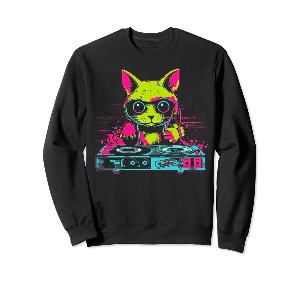 Kawaii Cat Dj Japanese Edm Y2K Sweatshirt - Custom Art Print Unisex - T-Shirt, Sweatshirt, Hoodie