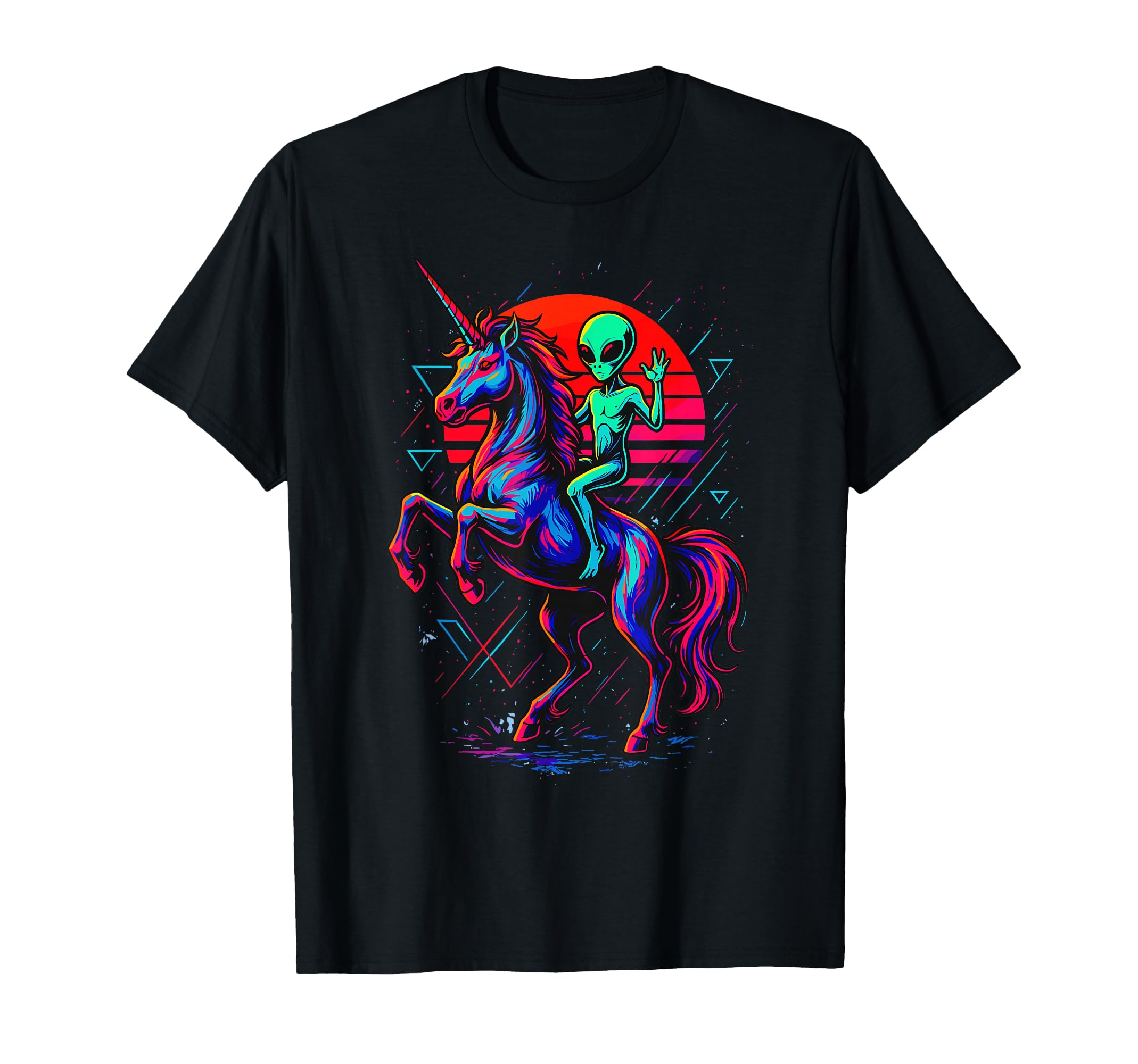 Alien Rides Rainbow Unicorn Area 51 T-Shirt - Graphic Print for Adults - T-Shirt, Sweatshirt, Hoodie