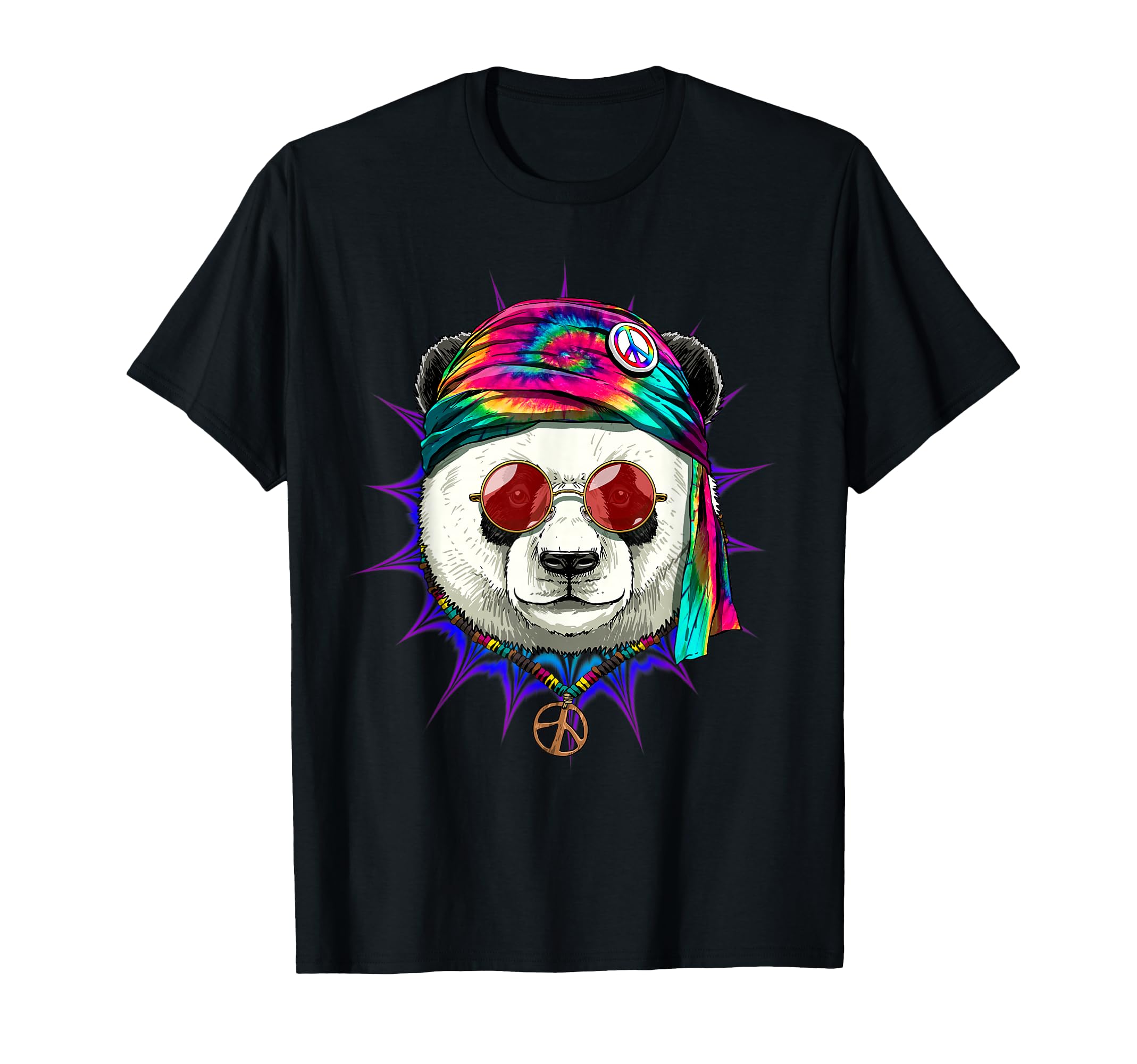 Tie Dye Hippie Panda Hippiness Peace T-Shirt - Trendy Graphic for Adults - T-Shirt, Sweatshirt, Hoodie