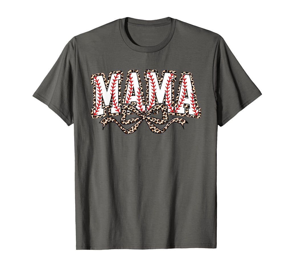 Leopard Baseball Mama Coquette Bow Funny T-Shirt - Streetwear Style Unisex - T-Shirt, Sweatshirt, Hoodie
