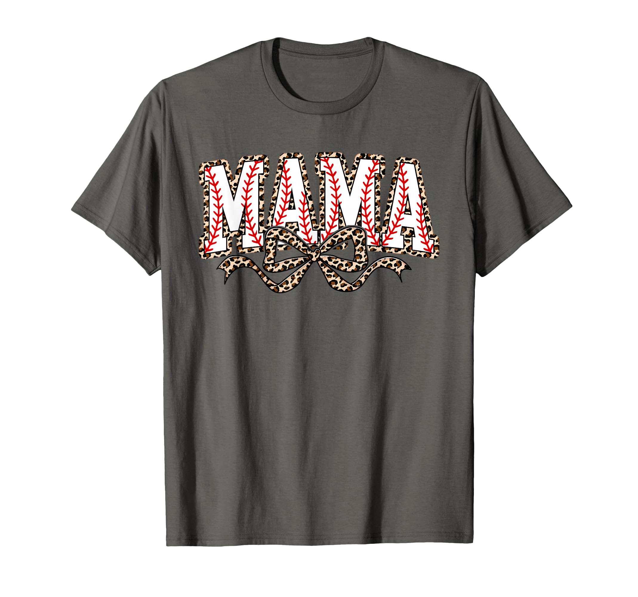 Leopard Baseball Mama Coquette Bow Funny T-Shirt - Streetwear Style Unisex - T-Shirt, Sweatshirt, Hoodie