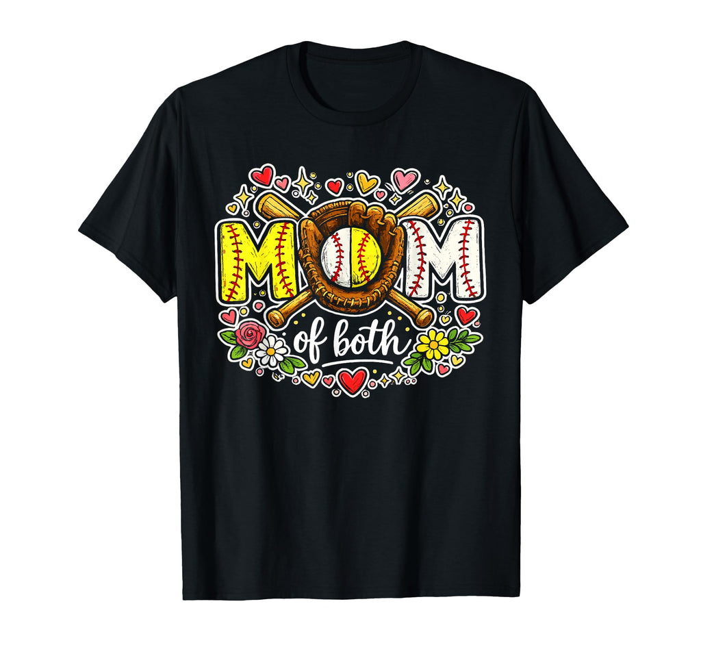 Mom Both Softball And Baseball T-Shirt - Custom Art Print Men Women - T-Shirt, Sweatshirt, Hoodie