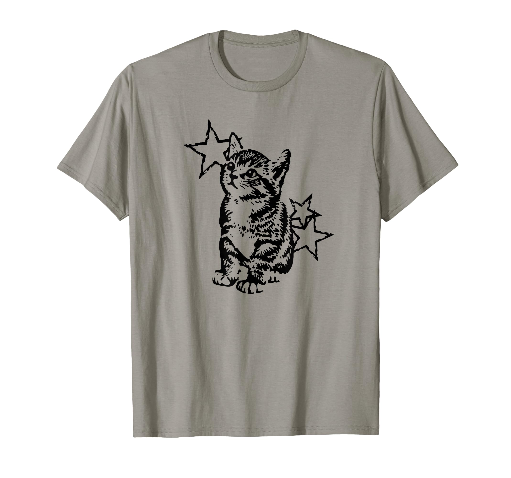 Kitten Cat Stars Grunge Aesthetic T-Shirt - Casual Everyday Wear Men Women - T-Shirt, Sweatshirt, Hoodie