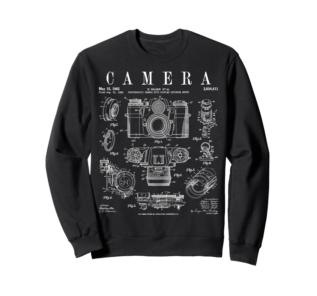 Photography Camera Patent Drawing Sweatshirt - Graphic Print Men Women - T-Shirt, Sweatshirt, Hoodie