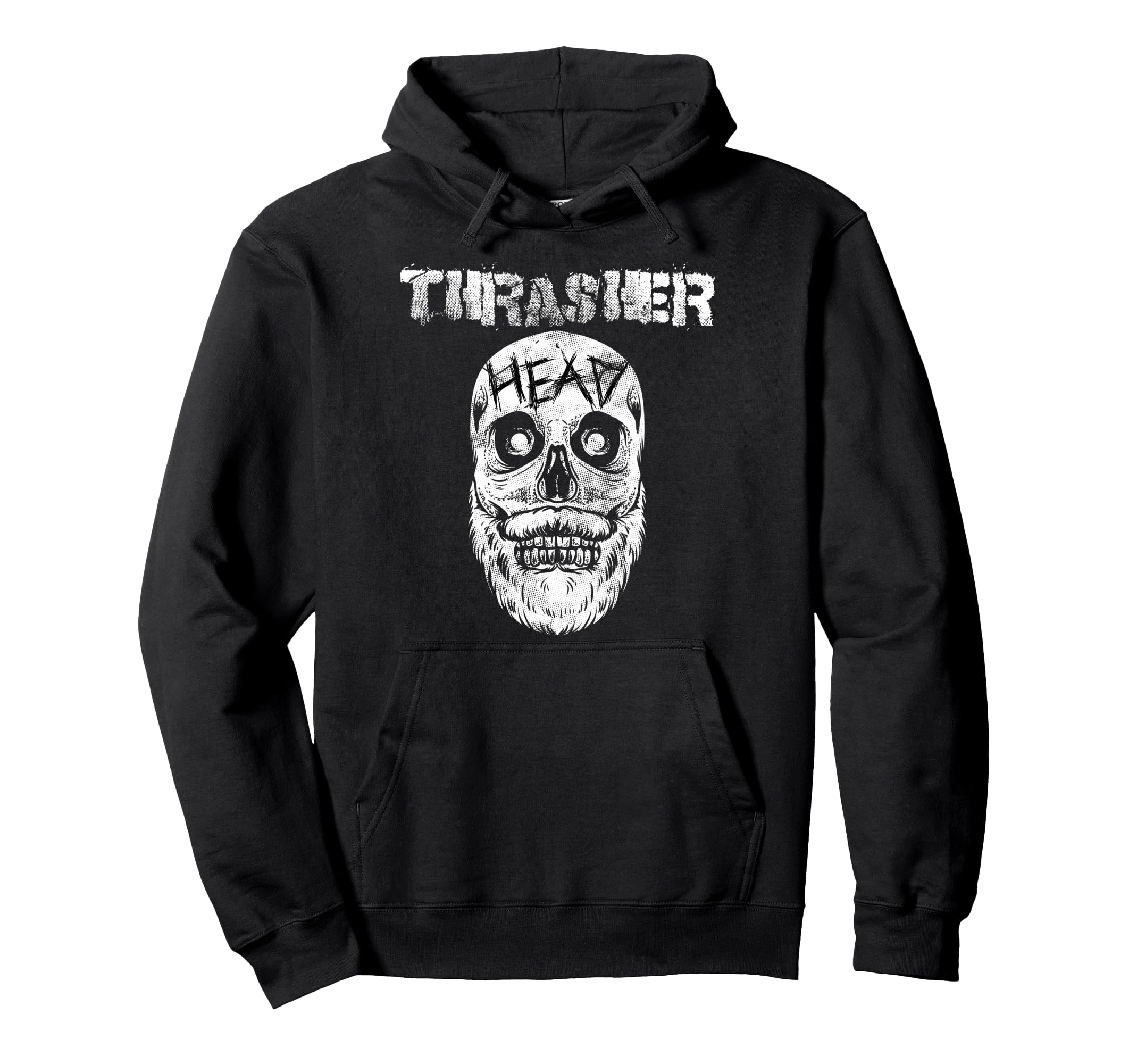 Thrasher Head Distressed Skull Skater Hoodie - Fun Novelty Design Men Women - T-Shirt, Sweatshirt, Hoodie