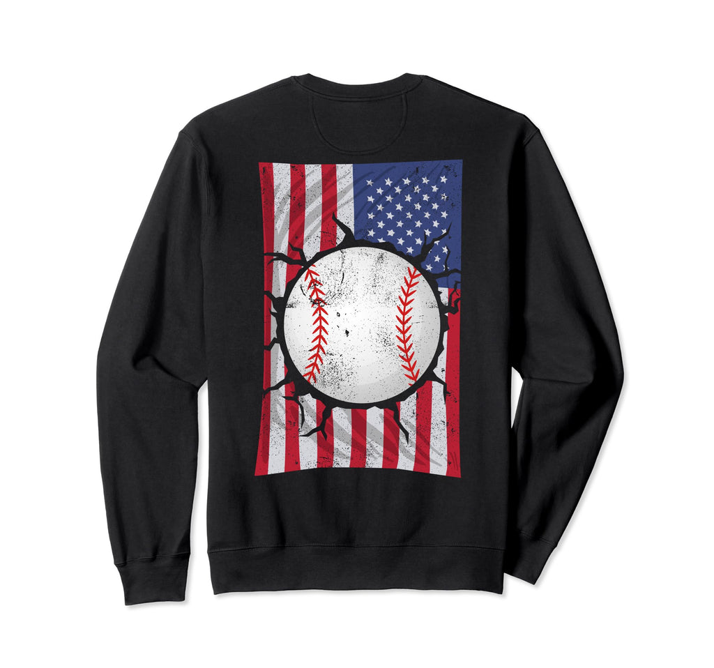 Baseball Player Usa American Flag Sweatshirt - Minimalist Print for Adults - T-Shirt, Sweatshirt, Hoodie