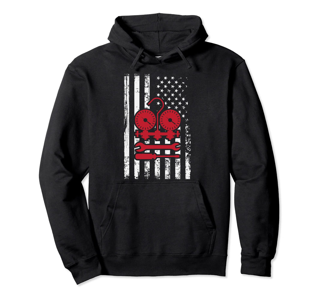 Hvac Tech Usa America Flag Distressed Hoodie - Custom Art Print Men Women - T-Shirt, Sweatshirt, Hoodie