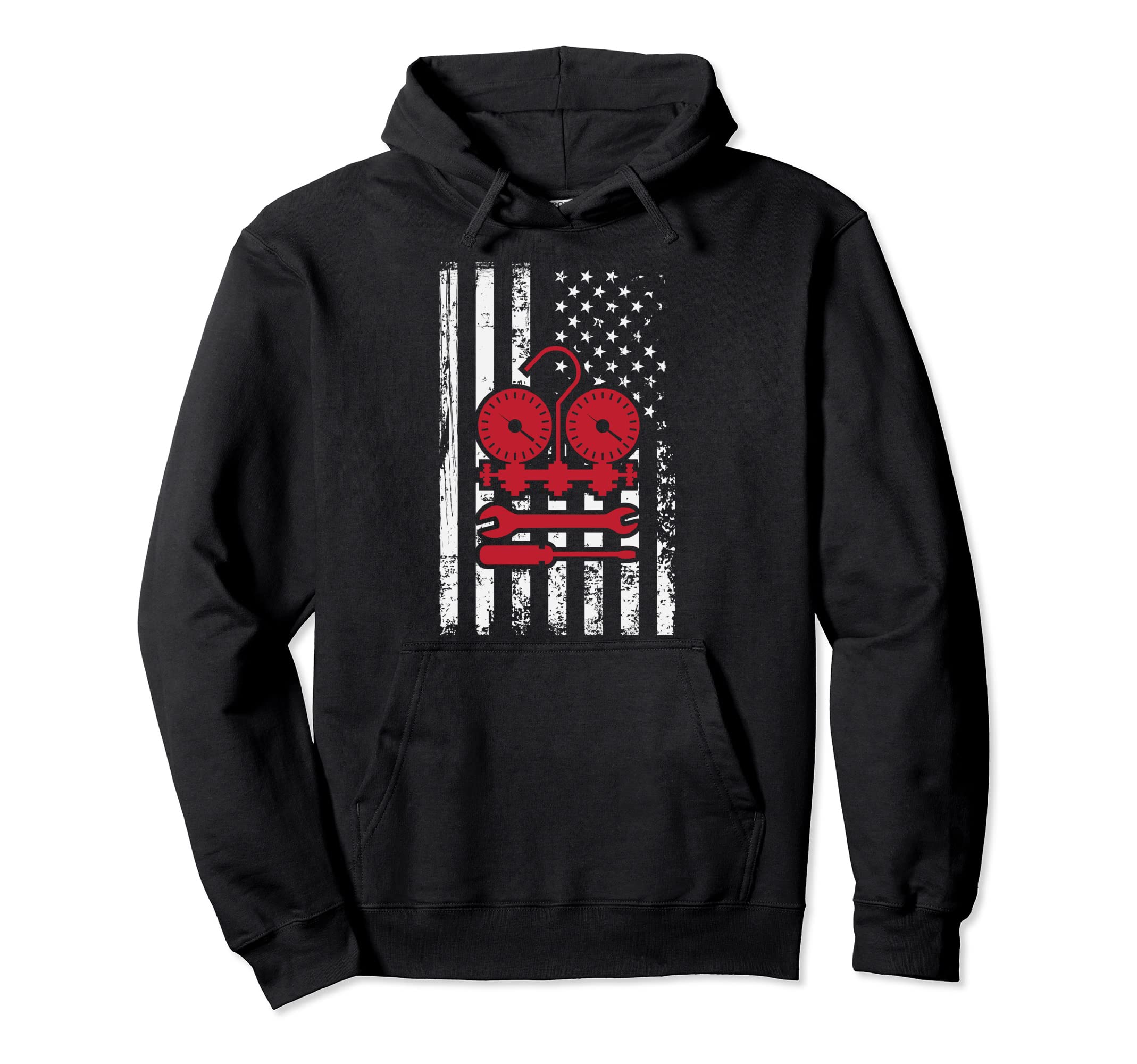 Hvac Tech Usa America Flag Distressed Hoodie - Custom Art Print Men Women - T-Shirt, Sweatshirt, Hoodie