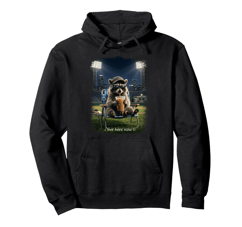 Funny Raccoon Ballfield Baseball Field I Hoodie - Aesthetic Graphic Unisex - T-Shirt, Sweatshirt, Hoodie