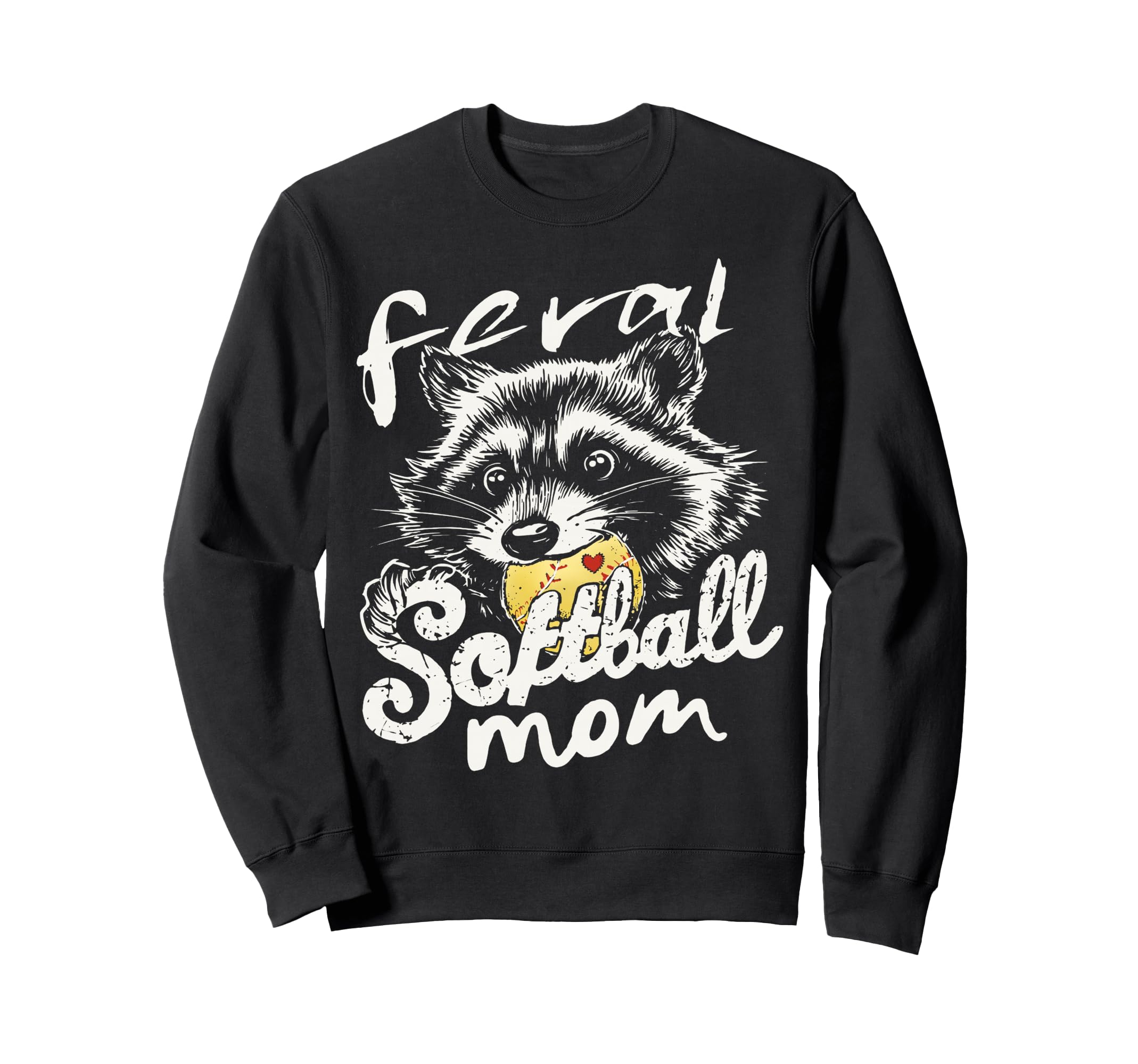 Feral Softball Mom Raccoon Mama Sweatshirt - Custom Art Print for Adults - T-Shirt, Sweatshirt, Hoodie