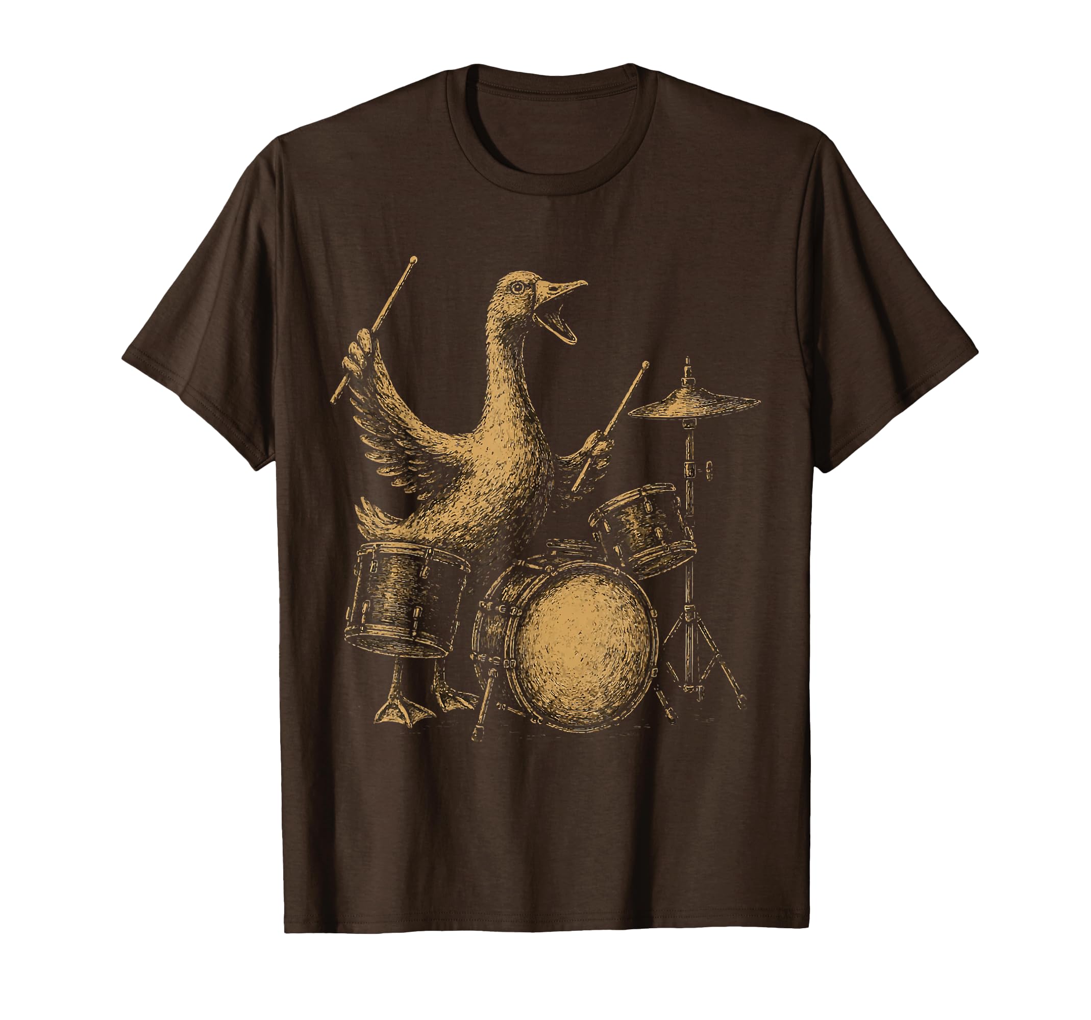 Duck Drummer Rock Band Percussion Wild T-Shirt - Trendy Graphic for Adults - T-Shirt, Sweatshirt, Hoodie
