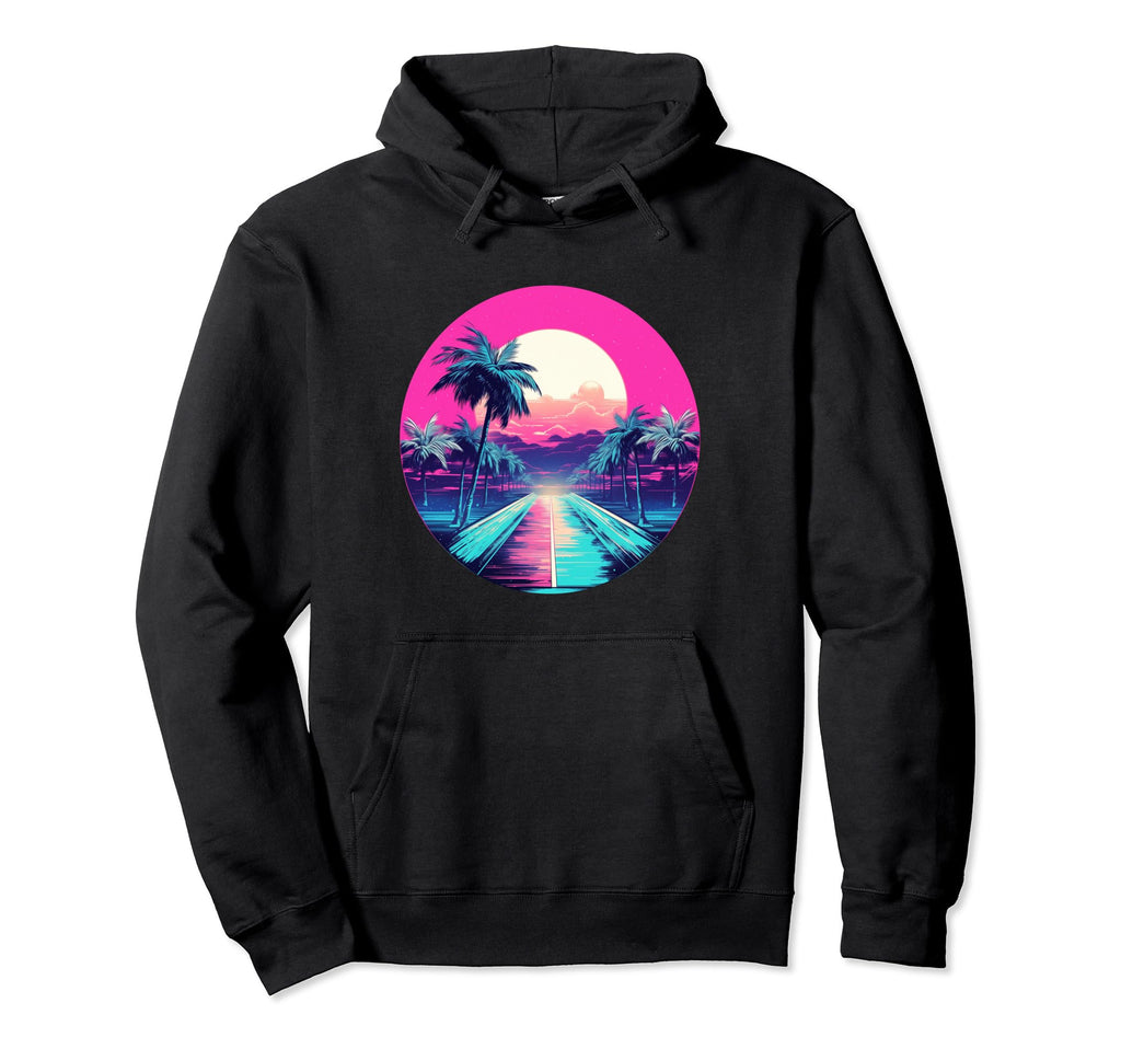 Vaporwave Landscape Aesthetic Art Hoodie - Unique Graphic Men Women - T-Shirt, Sweatshirt, Hoodie